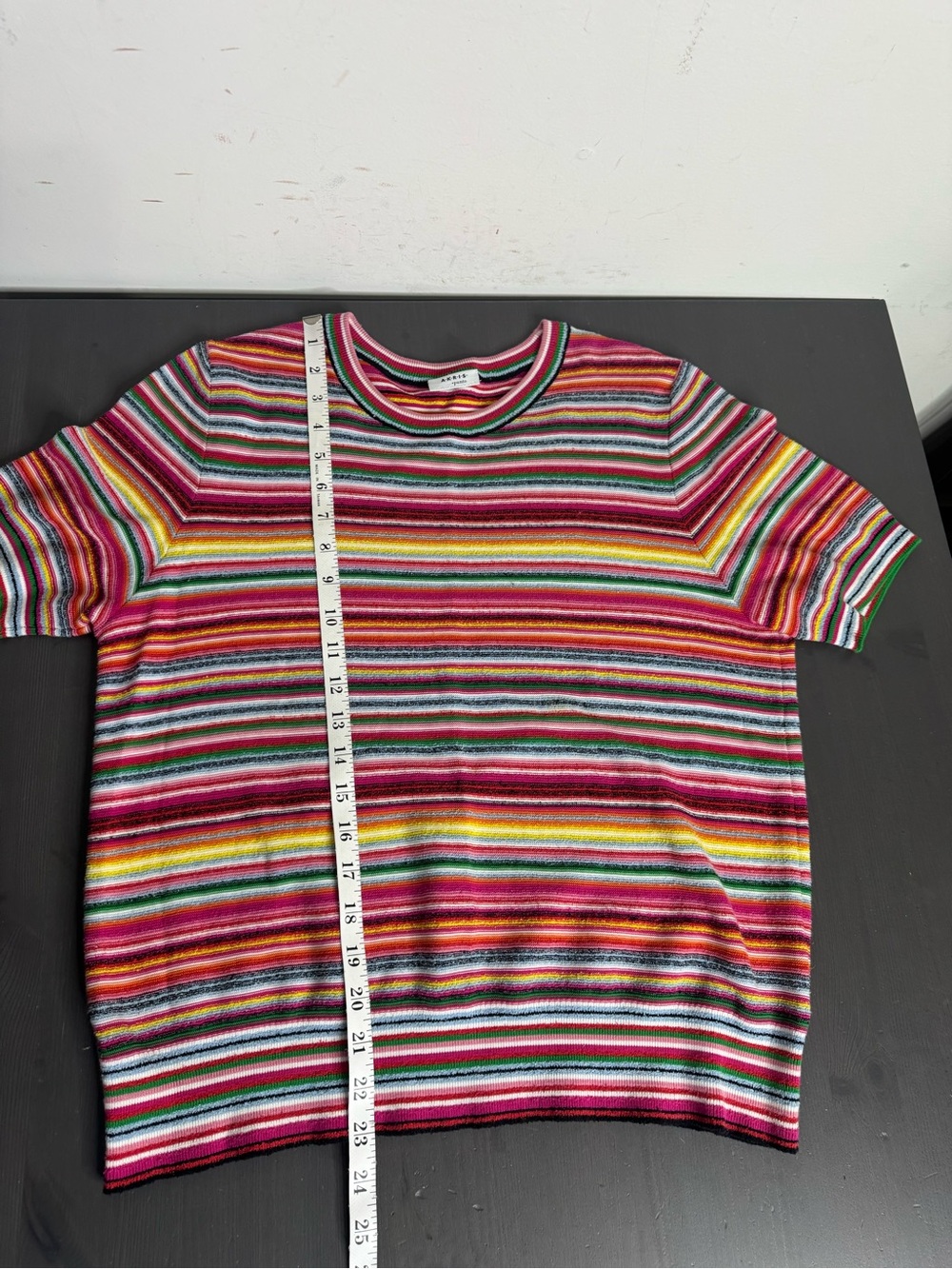 Akris Punto Short-sleeved Striped Knit Multicolor Top - Picture 9 of 9